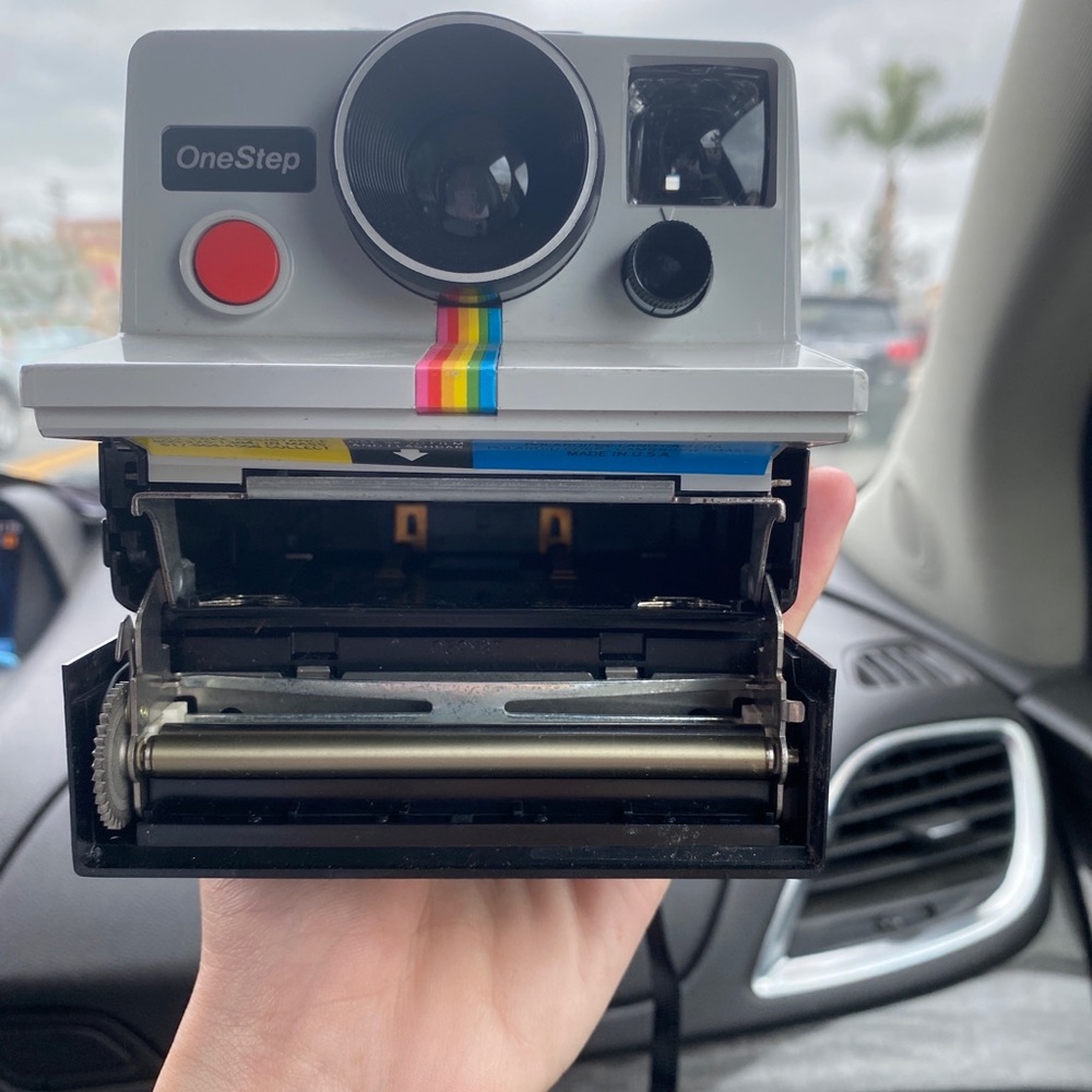 Polaroid instant film camera.